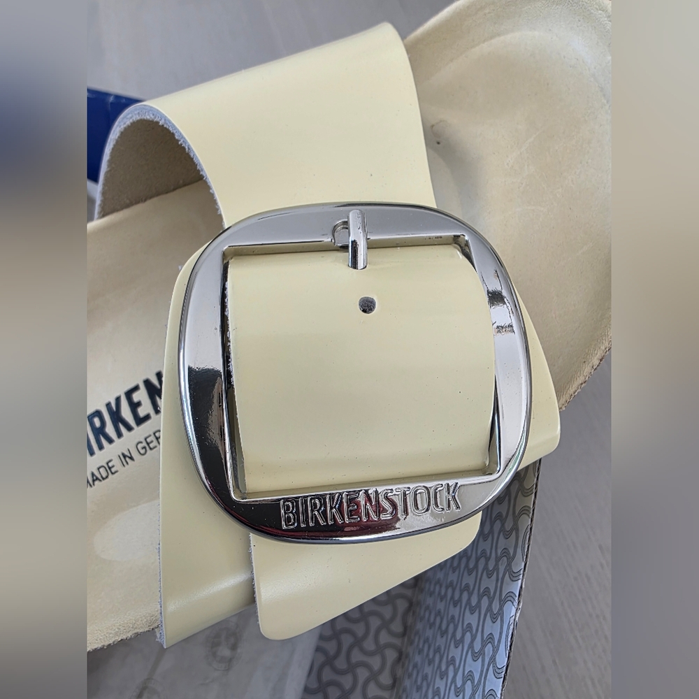 NWT Birkenstock Women's Sandals Madrid Big Buckle Natural Leather Patent S8 - Picture 14 of 15